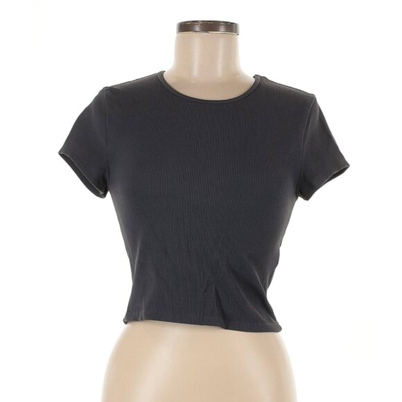 Abercrombie & Fitch | EUC Gray Short Sleeve Ribbed Crop Top Size Medium - Picture 3 of 7